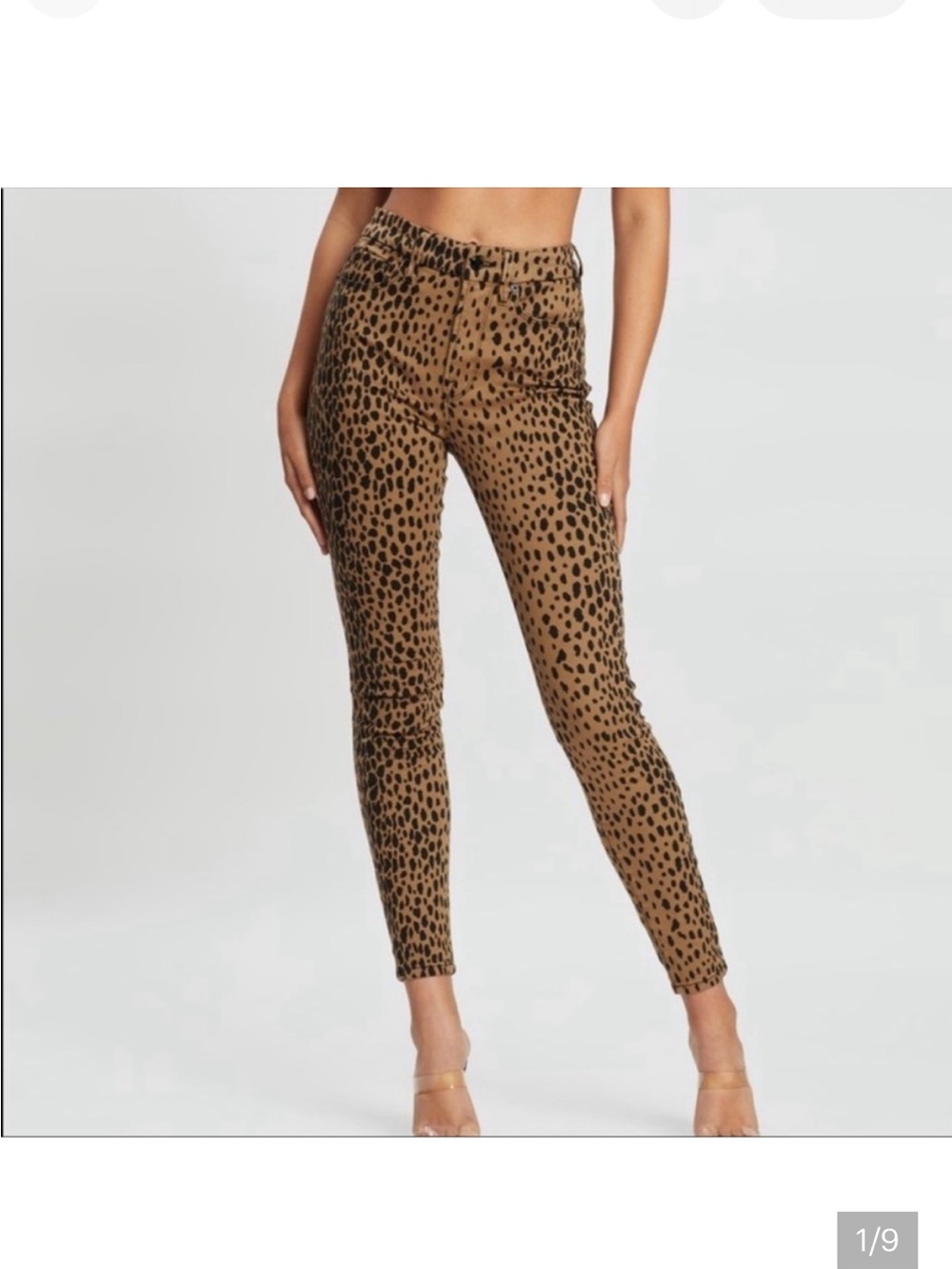 Good American Good Waist Cheetah  Print High-Rise Skinny Pants - Tan/Black